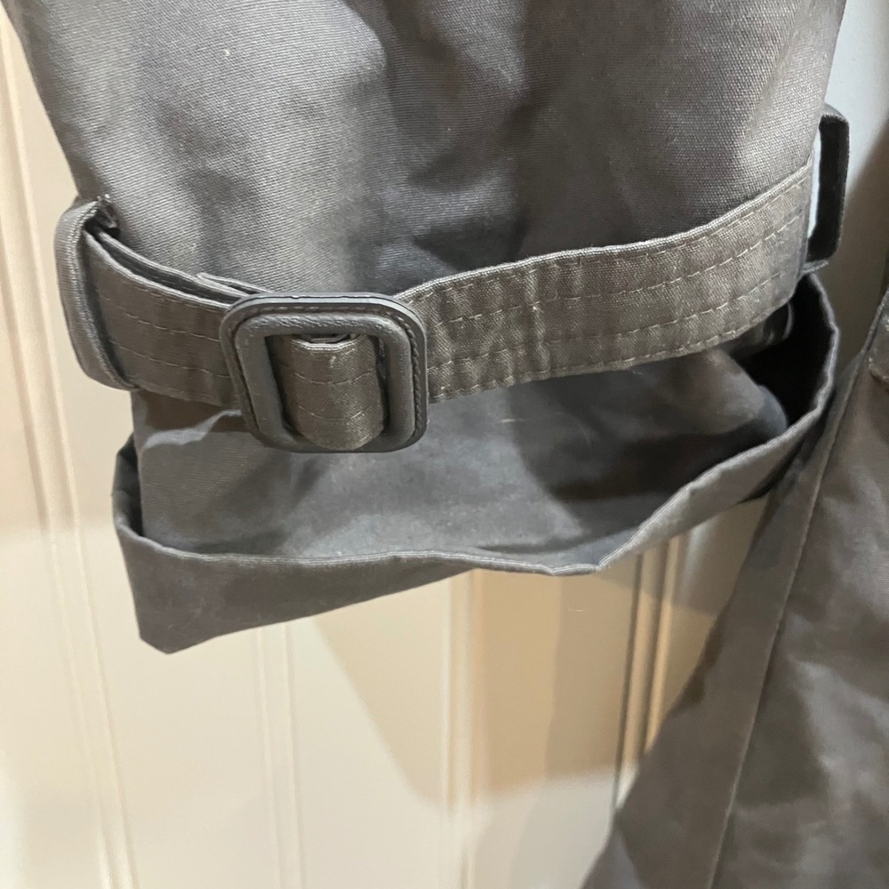 Vintage Towncraft Men's Charcoal Grey Double Breasted Belted Trench Coat 42 Tall - Picture 10 of 16